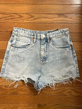 BLANC NYC DISTRESSED DENIM SHORTS SIZE 27 THE REEVE ULTRA HIGH RISE SHORT